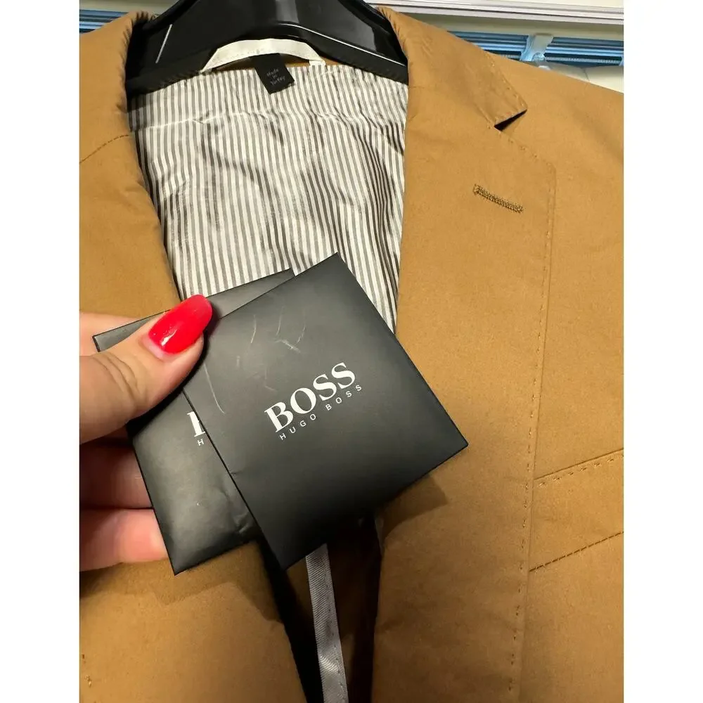 NWOT Hugo Boss Tan Hartlay 2 Stretch Slim Fit Cotton Jacket Brown Tan $645‎